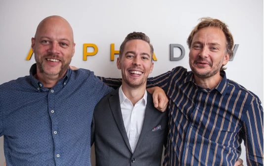 Jens, Daniel och Peter på kontoret